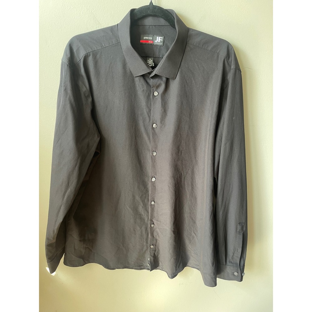 JF J. Ferrar Mens XL Slim Fit Stretch Dress Shirt Black Long Sleeve events work